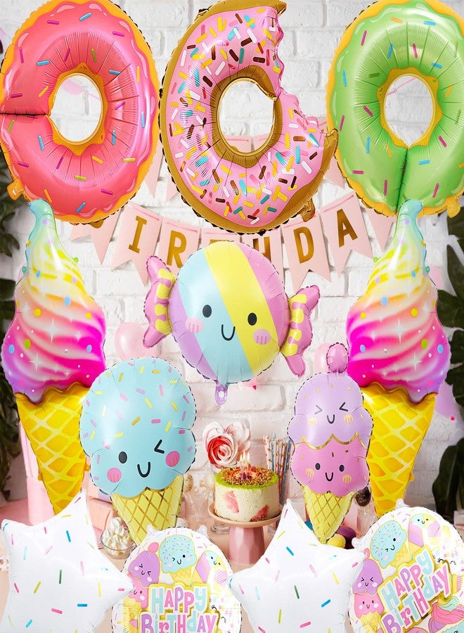 D-Fokes 12 PCS Large Ice Cream Theme Balloons, Donut & Candy Foil Mylar Balloons for Ice Cream Party Decorations, Summer Birthday, Baby Shower Supplies - Image 4